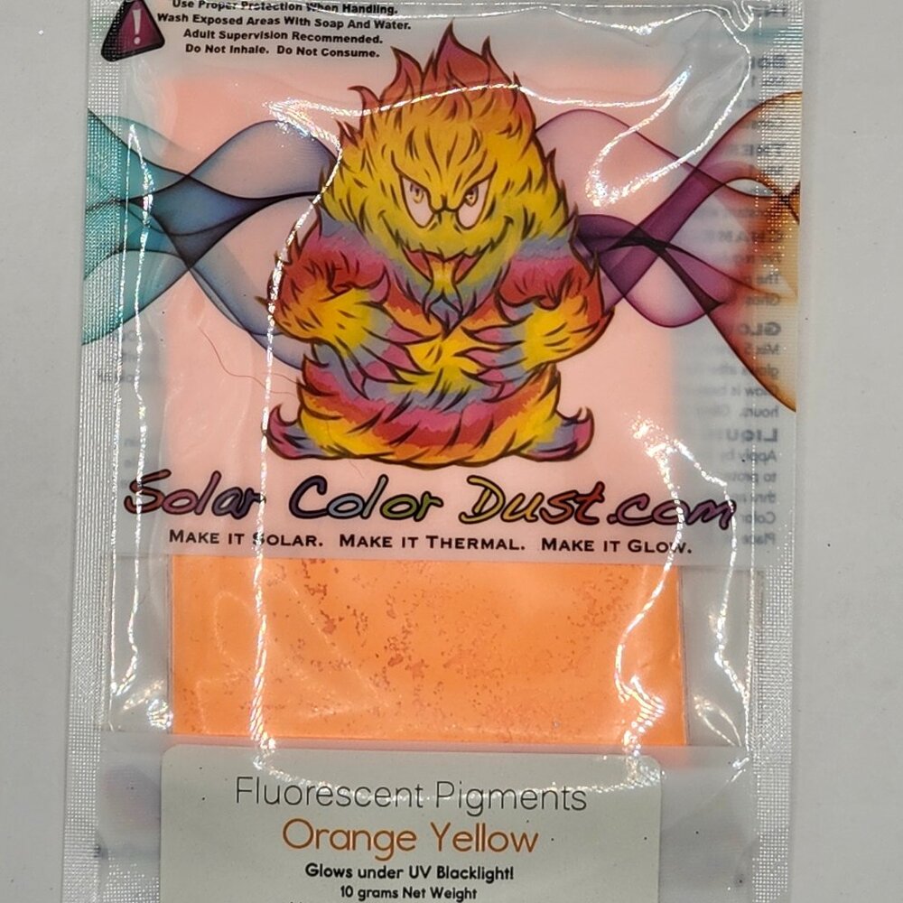 New, Orange Yellow Solar Color Dust Fluorescent Pigments 10 Gram Pouch